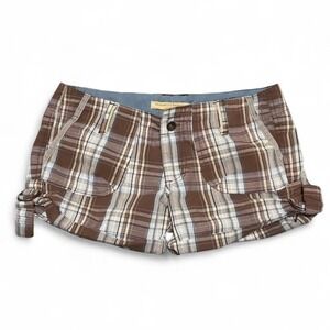 Vintage Y2K Boom Boom Jeans Plaid Mini Shorts Size 1 Booty Low Rise 2000s